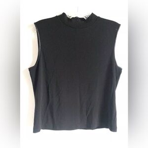 Jones New York Top Shirt Rayon Blend Size Small Black Sleeveless Mock Turtleneck